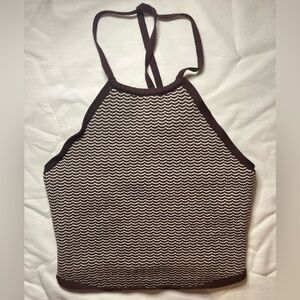 Abercrombie & Fitch Cropped Sweater Halter tank Brown White, size S